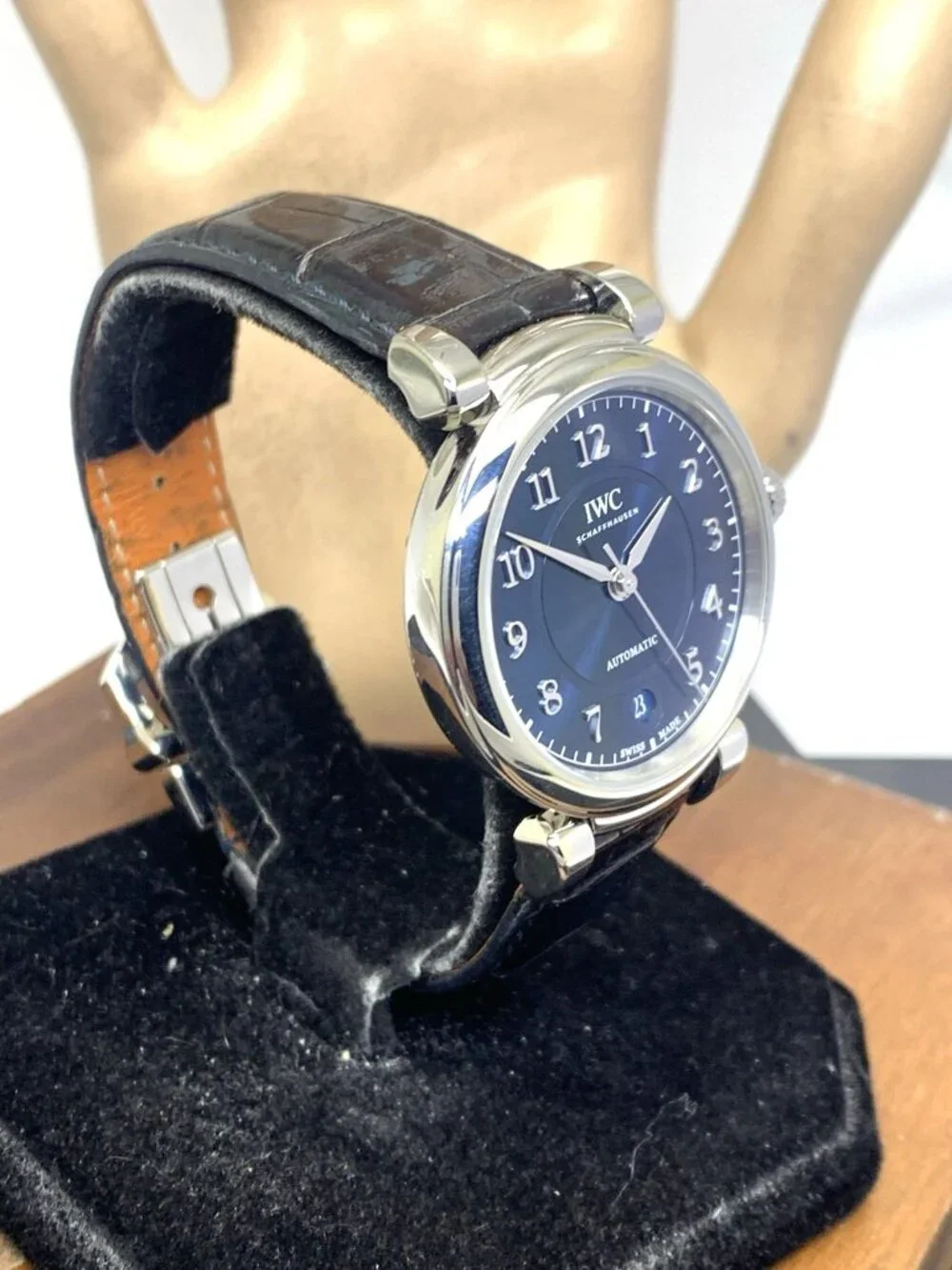 IWC Men's Watch Swiss Automatic IW4583212 Da Vinci Blue Dial Leather Strap 36mm